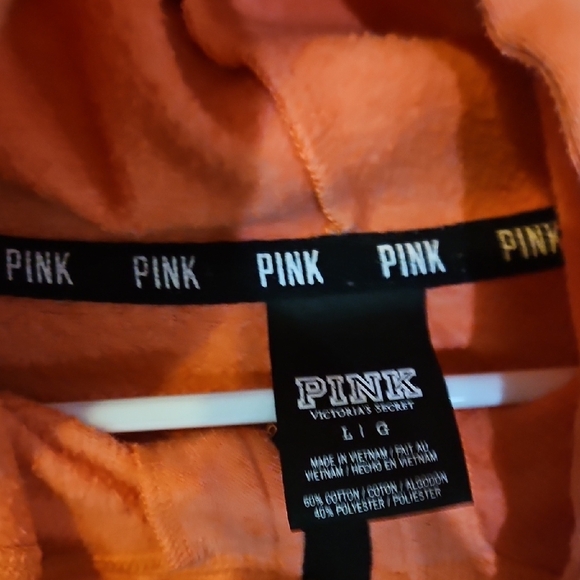 Victoria's Secret Pink Coral colored Hoodie with Black Accents - Picture 2 of 6